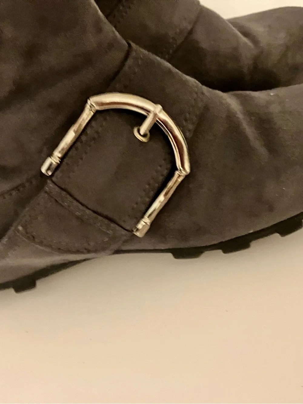 Source Unknown Dark Gray Over-the-Knee Buckle Boots